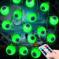 Halloween Decorations 30Led 17Ft Eyeball Halloween String Lights With Timer Remote Battery Operated 8 Modes Halloween Lights Hal