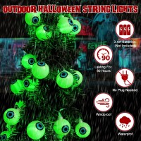 Halloween Decorations 30Led 17Ft Eyeball Halloween String Lights With Timer Remote Battery Operated 8 Modes Halloween Lights Hal