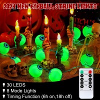 Halloween Decorations 30Led 17Ft Eyeball Halloween String Lights With Timer Remote Battery Operated 8 Modes Halloween Lights Hal