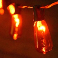 Halloween Flicker Flame String Lights Outdoor 10Ft Halloween Decorations Lights With 10 Led St40 Edison Orange Flame Bulbs Out