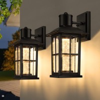 Lakumu Outdoor Wall Lantern With Crystal Bubble Glass, Modern Waterproof Wall Sconce Porch Lights Wall Mounted Light Fixtures, 10W 3000K Warm Wall Lights For Frontdoor Garage Patio Entryway Balcony