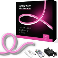 Galgreen Neon Rope Lights, 16.4Ft Rope Lights With Dimmable Remote And Adapter, Waterproof Flexible Smart Led Strip Lights For Bedroom, Super Bright, Diy Neon Sign, Indoors Outdoors Wall Decor, Pink