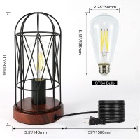 Gyrovu Industrial Table Lamp, Small Touch Control Edison Desk Lamp 3 Way Dimmable Vintage Bedside Lamp Metal Cage Steampunk Nightstand Lamp For Living Room,Bedroom Or Den