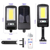 Ucgg Solar Street Light, 1 Pack Solar Outdoor Light Ip67 Waterproof Safety Flood Led Light With 3 Lighting Modes Remote Control For Yard Street Garden Walkway Pathway, Black (Ykbideng-1P)