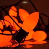 Abeja C9 Orange Halloween Lights 25 Feet Outdoor Halloween String Lights With 26 C9 Orange Bulbs 1 Spare Outdoor Decorative