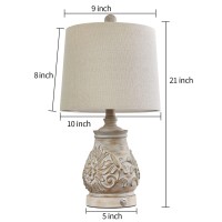 Pokat 3 Way Dimmable Touch Table Lamps For Living Room Traditional Rustic Carved Floral Bedside Lamps For Bedroom 21'' Farmhouse Vintage Night Light Lamps With 2 Usb Ports Bulb Included Washed White