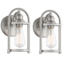 John Timberland Avani Rustic Farmhouse Outdoor Wall Light Fixtures Set Of 2 Brushed Nickel 10 1/4