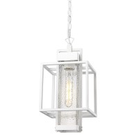 Osimir White Outdoor Pendant Light, Waterproof Aluminum Outdoor Hanging Light Fixture, 14