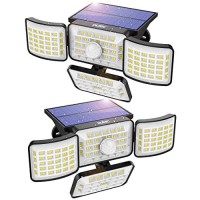 Oulac Solar Outdoor Lights, 250 Led 3 Modes Solar Motion Sensor Lights, Ip65 Waterproof Full Coverage Security Flood Lights For Outside, 2Pack