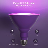 Edishine Par38 Purple Flood Light Bulb Dimmable Purple Led Light Bulb 18W120W Equivalent Purple Flood Lights For Halloween