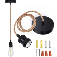 Jackyled Ul Listed Boho Pendant Light Kit Hemp Rope Light Fixture With Adjustable Hanging Light Cord E26 E27 Light Socket Vi