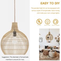 Jackyled Ul Listed Boho Pendant Light Kit Hemp Rope Light Fixture With Adjustable Hanging Light Cord E26 E27 Light Socket Vi