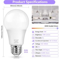 Maxvolador A19 Led Light Bulbs, 100 Watt Equivalent Led Bulbs, Daylight Deluxe 6000K, 1500 Lumens, E26 Standard Base, Non-Dimmable, 13W Bright White Led Bulbs For Bedroom Living Room, 4-Pack