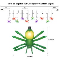 Halloween Spider String Lights Outdoor 25 Mini Halloween Curtain String Lights With 10 Colorful Spider Lights 7Ft Halloween De