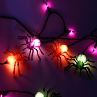 Halloween Spider String Lights Outdoor 25 Mini Halloween Curtain String Lights With 10 Colorful Spider Lights 7Ft Halloween De