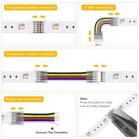 Btflighting Smd 6 Pin 12Mm 047In Width Transparent Connector Kit 8Pcs Corner Connector 4Pcs Gapless Solderless Connector 4Pcs