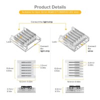 Btflighting Smd 6 Pin 12Mm 047In Width Transparent Connector Kit 8Pcs Corner Connector 4Pcs Gapless Solderless Connector 4Pcs