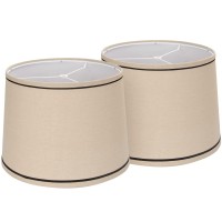 Drum Lampshades Set Of 2, Medium Fabric Lampshades For Table Lamps, Floor Lamps, Beige Linen Lampshades 11.6