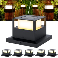 6 Pack Solar Post Lights Outdoor Solar Post Cap Lights 20 Lumen High Brightness Waterproof Led Fence Post Solar Lights With Bas