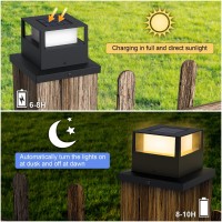 6 Pack Solar Post Lights Outdoor Solar Post Cap Lights 20 Lumen High Brightness Waterproof Led Fence Post Solar Lights With Bas