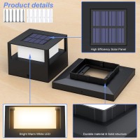 6 Pack Solar Post Lights Outdoor Solar Post Cap Lights 20 Lumen High Brightness Waterproof Led Fence Post Solar Lights With Bas