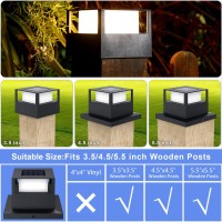 6 Pack Solar Post Lights Outdoor Solar Post Cap Lights 20 Lumen High Brightness Waterproof Led Fence Post Solar Lights With Bas