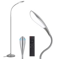 Outon Led Floor Lamp, 12W 1080Lm, Dimmable Adjustable Gooseneck Standing Lamp With 4 Color Temperature, Remote & Touch Control, 1H Timer, Memory Function For Reading Living Room Bedroom Office (Gray)