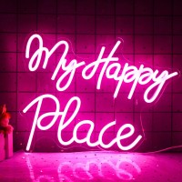 My Happy Place Neon Sign Pink Neon Signs Letters Neon Lights For Bedroom Happy Light For Wedding Decoration Birthday Party Girls