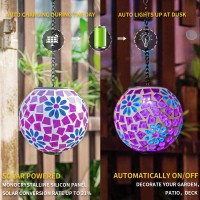 Vcuteka Hanging Solar Lights Outdoor Solar Powered Waterproof Landscape Lanterns With Mosaic Design For Patio Yard Garden An