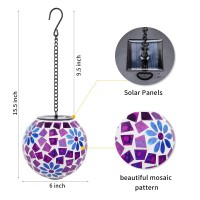 Vcuteka Hanging Solar Lights Outdoor Solar Powered Waterproof Landscape Lanterns With Mosaic Design For Patio Yard Garden An