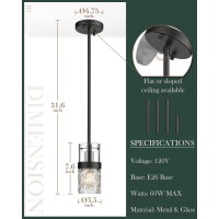 Lms Black Pendant Lights Modern Industrial Pendant Lighting For Kitchen Island With Hammered Glass Lms172