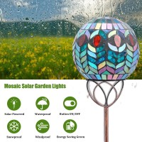 Vcuteka Solar Outdoor Lights Garden Decor Mosaic Solar Garden Lights Waterproof Glass Ball Led Pathway Stake Light For Landscape