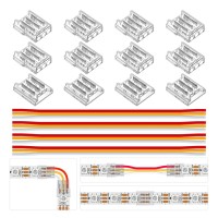 Btf-Lighting 3 Pin 10Mm 0.39In Width Transparent Connector Kit 8Pcs Corner Connector 4Pcs Gapless Solderless Connector 4Pcs 5.9In Long 22Awg Extension Wires Support Ws2812B Ws2811 Sk6812 Smd Led Strip