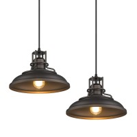 Femila Industrial Pendant Lights Fixture 2 Lights Farmhouse Hanging Lights For Kitchen Island 12 Inch Oil Rubbed Bronze Finish 4