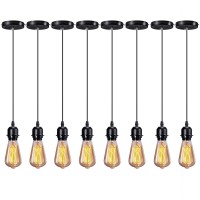 Elibbren Industrial Mini Pendant Light Kit E26 E27 Base Edison Vintage Style Black Cord Hanging Light Fixture With Ul Lamp Holde