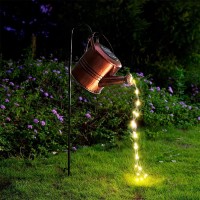 Solar Garden Decor Watering Can Lights - Outdoor Solar Waterfall Cascading Lights Waterproof Large Hanging Lantern For Lawn Yard Patio Pathway Decoration Gifts For Gardening Lovers