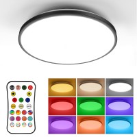 Vsaten Rgb Flush Mount Led Ceiling Light Fixture With Remote, 12 Inch 24W Ceiling Light Fixtures For Bedroom Kitchen Living Room, Modern Ceiling Lamp With 3000K-6500K Dimmable, Round