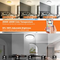 Vsaten Rgb Flush Mount Led Ceiling Light Fixture With Remote, 12 Inch 24W Ceiling Light Fixtures For Bedroom Kitchen Living Room, Modern Ceiling Lamp With 3000K-6500K Dimmable, Round