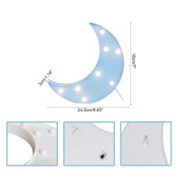 Zuovao Stars, Moon And Clouds Logo Night Light, Cute Baby Room Decoration Night Light, Party Party Shiny Decorative Ornament. (Blue Moon)