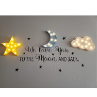 Zuovaov Stars, Moon And Clouds Logo Night Light, Cute Baby Room Decoration Night Light, Party Party Shiny Decorative Ornament. (Yellow Stars + Blue Moon + White Clouds)