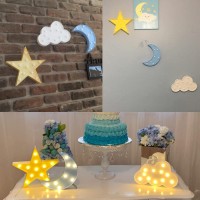 Zuovaov Stars, Moon And Clouds Logo Night Light, Cute Baby Room Decoration Night Light, Party Party Shiny Decorative Ornament. (Yellow Stars + Blue Moon + White Clouds)