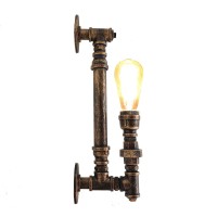 Ledsone Vintage Retro Mid Century Look Industrial Steampunk Pipe Wall Light Metal Lamp Rustic Style For Home Decor Pub Cafe Hotel (Brushed Copper)