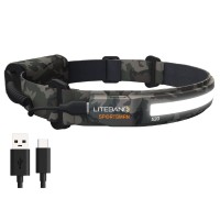 Optimal Ventures Liteband Sportsman Camo 520 Wide-Beam Led Headlamp, 210?Illumination, 520 Lumens, Lightweight, Rechargeable, Usb-C, Green Led Mode, Camping, Running, Hiking, Fits Hard Hats, Camo