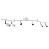 6 Way Ceiling Spotlight Gu10 Base Socket, Track Lighting Kit Rotatable Lamp Head, Can Be Tilted 90, Adjustable Lighting Angle, For Showrooms, Exhibition Halls, Museums, Cafes, Restaurants(White)