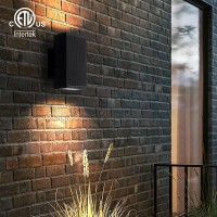 Mirrea 8In Modern Outdoor Patio Light With 2 5W Led Gu10 Replaceable Bulbs In Matte Black Rectangular Aluminum Sconce Up And Dow