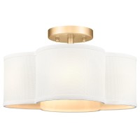 Audickic Gold Semi Flush Mount Ceiling Light Close To Ceiling Light Fixtures With Fabric Shade In Quatrefoil Shape Farmhouse B