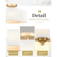 Audickic Gold Semi Flush Mount Ceiling Light Close To Ceiling Light Fixtures With Fabric Shade In Quatrefoil Shape Farmhouse B