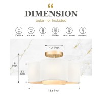 Audickic Gold Semi Flush Mount Ceiling Light Close To Ceiling Light Fixtures With Fabric Shade In Quatrefoil Shape Farmhouse B