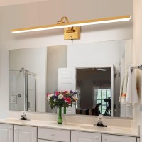 Mantolite Led Bathroom Vanity Lighting Fixture 35Inch Dimmable 6000K 16W Picture Walllights Brass Makeup Mirror Front Light Aj