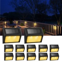 Xlux Solar Lights For Steps Decks Pathway Yard Stairs Fences, Led Lamp, Rainproof, Black Metal Case, 12 Pack